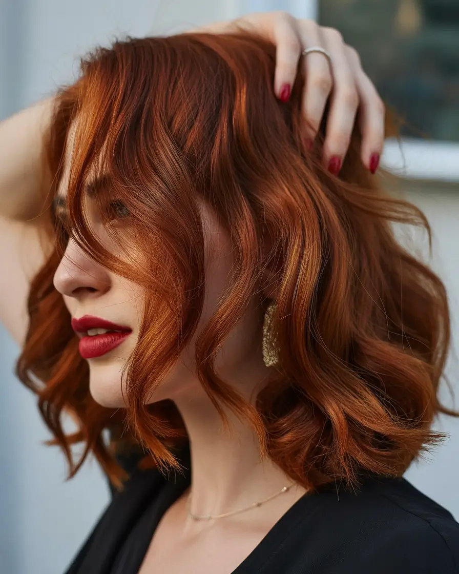 auburn hair color soft waves with rich copper depth