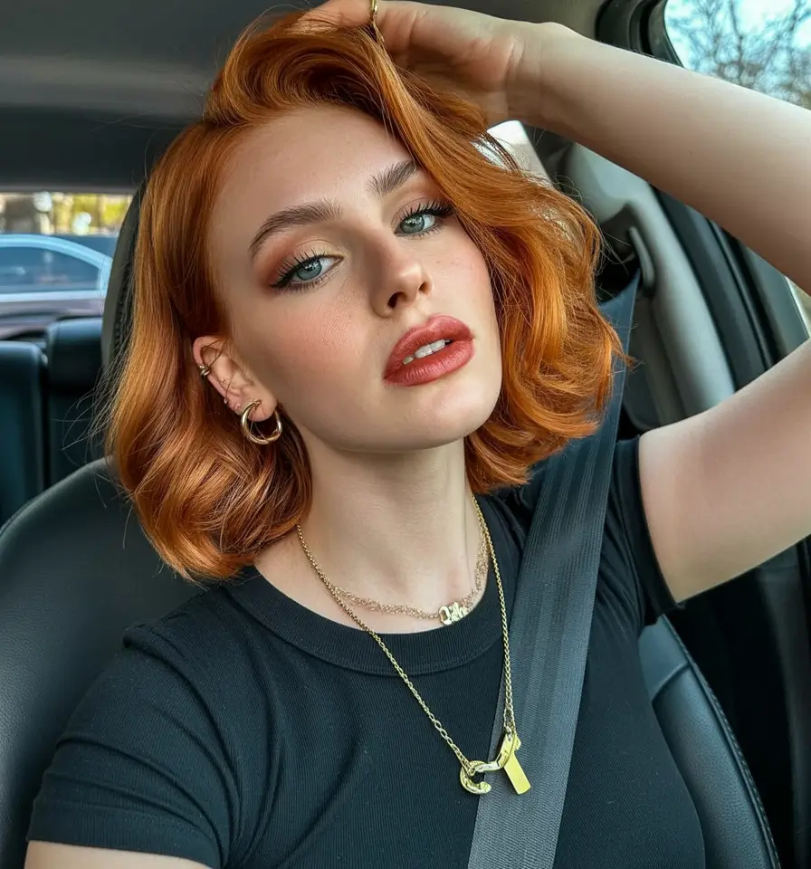 auburn hair color short copper waves bold spring brightness