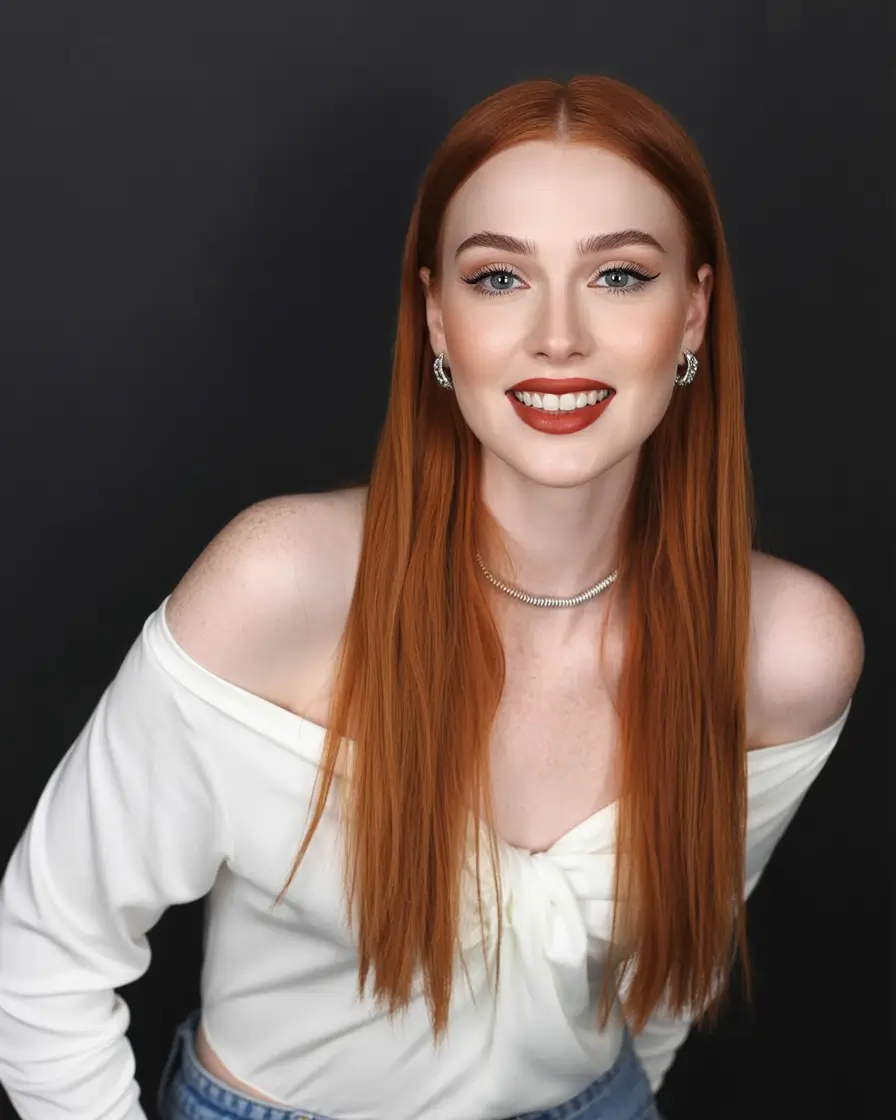 auburn hair color sleek long auburn minimalist shine