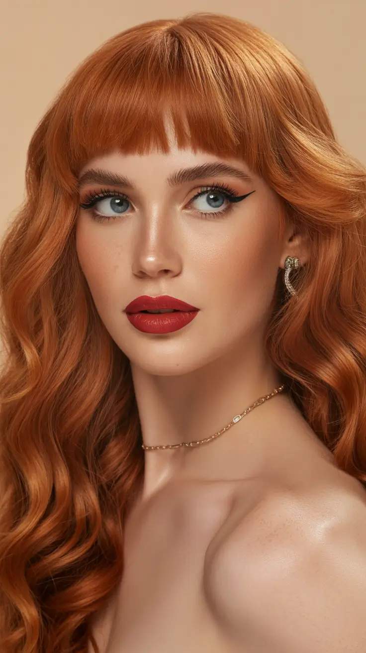 auburn hair color straight cut auburn micro fringe