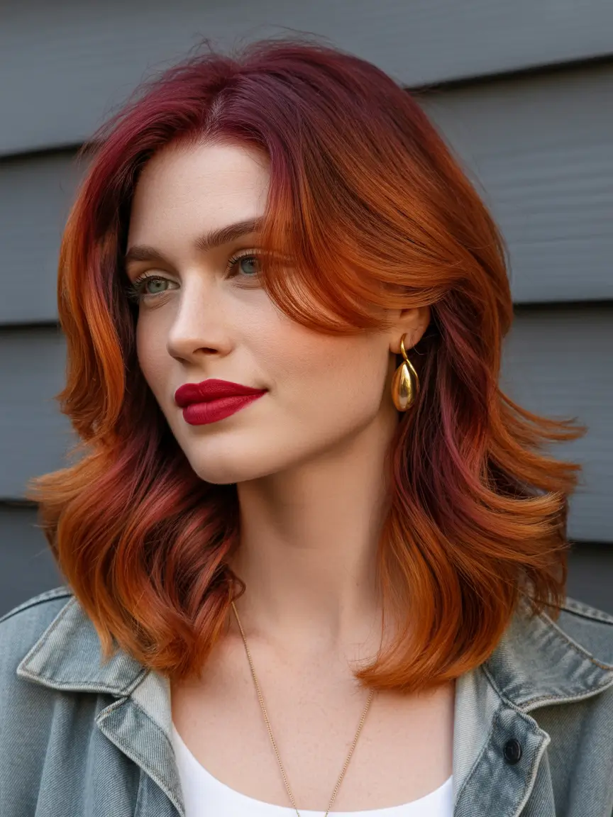 auburn hair color two tone auburn with rich burgundy depth