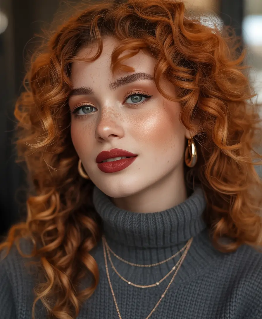 auburn hair color curly copper coils glowing dimension
