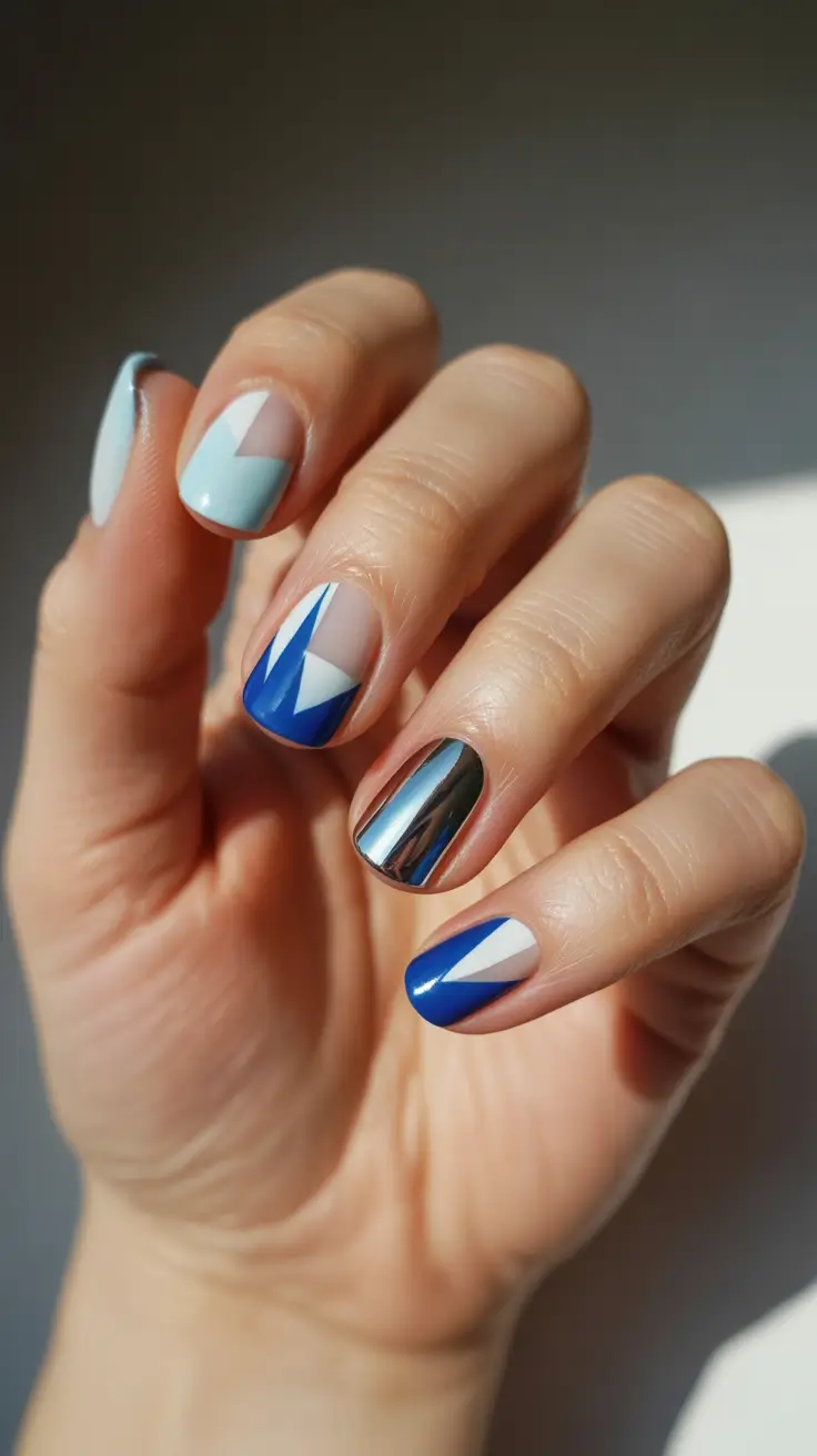 blue christmas nails ideas 2025 glacier reflection