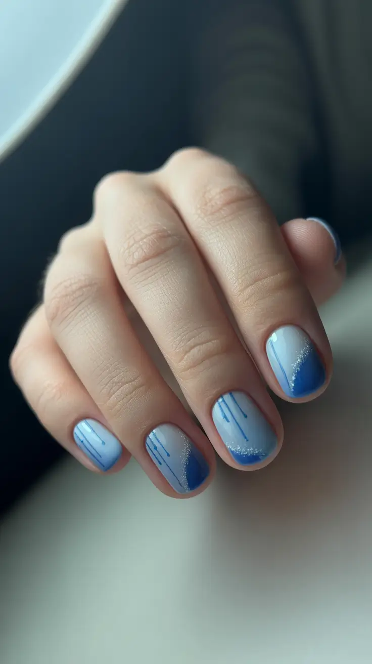 blue christmas nails ideas 2025 sky melt and icy gradient