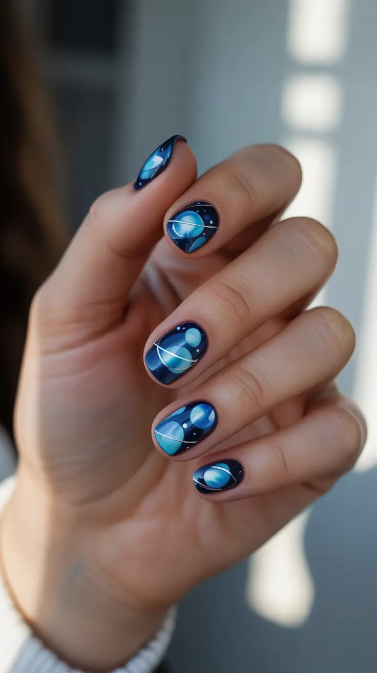 blue christmas nails ideas 2025 cosmic ice orbs