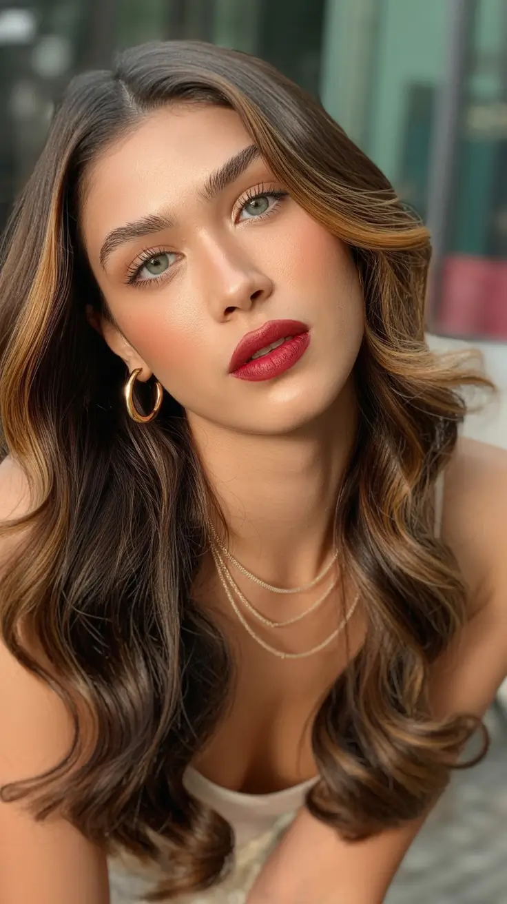 brown hair colors 2026 warm dimensional waves