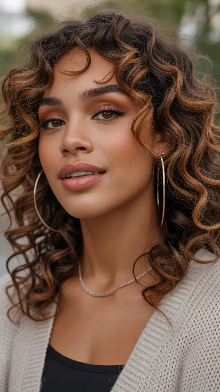 brown hair colors 2026 caramel ringlet curls