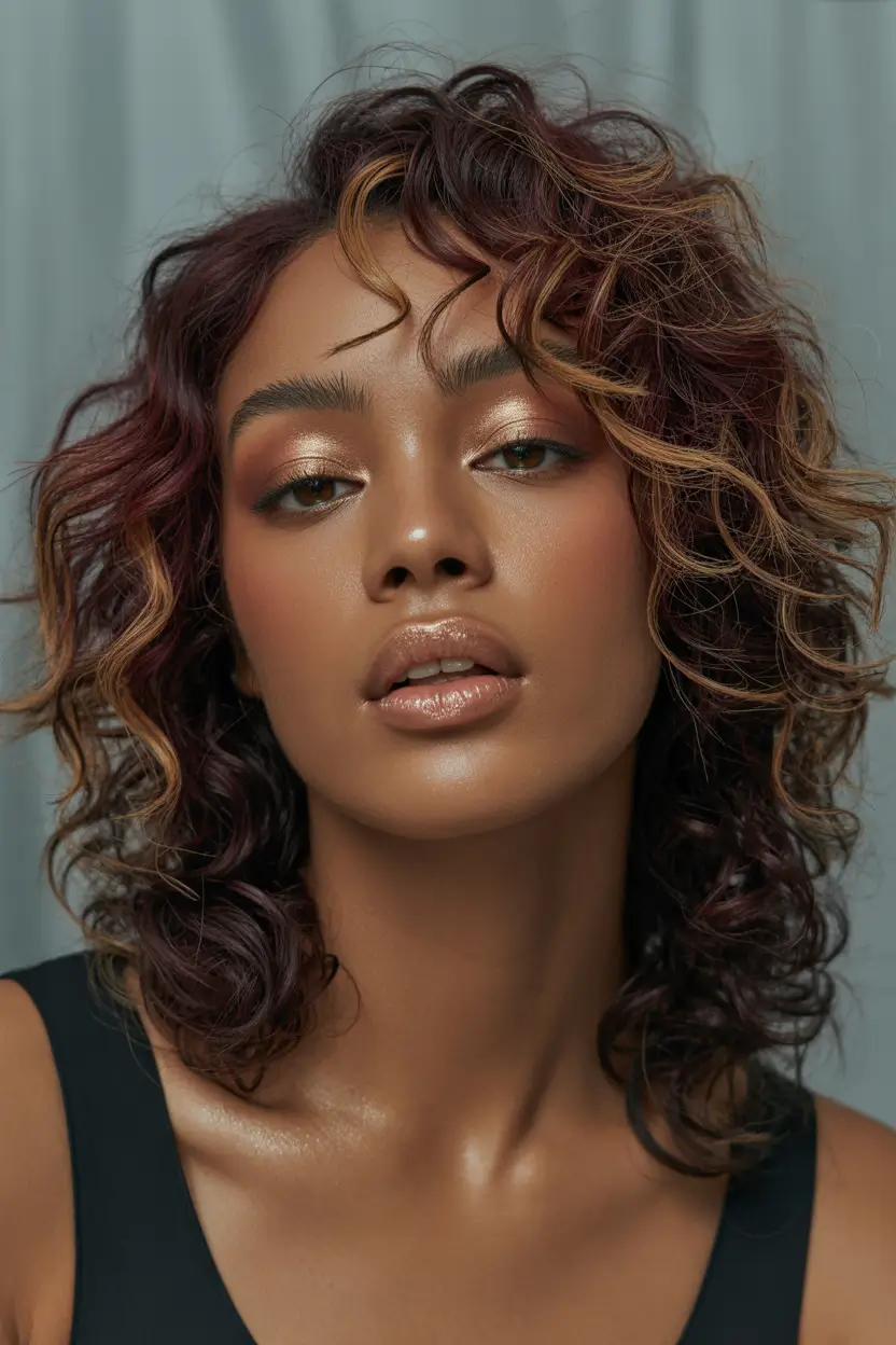 brown hair colors 2026 curly copper chocolate blend