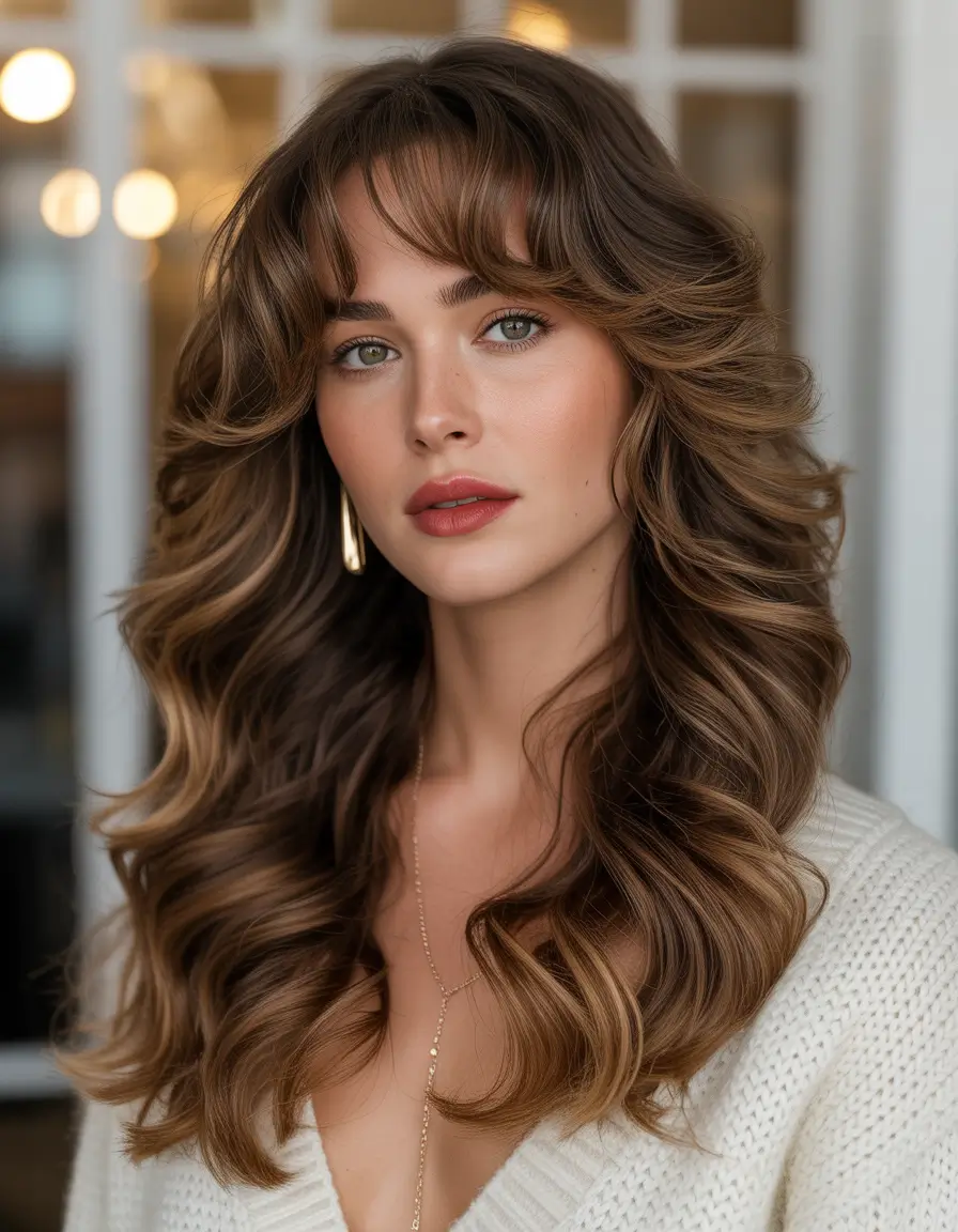 brown hair colors 2026 mocha soft layered waves