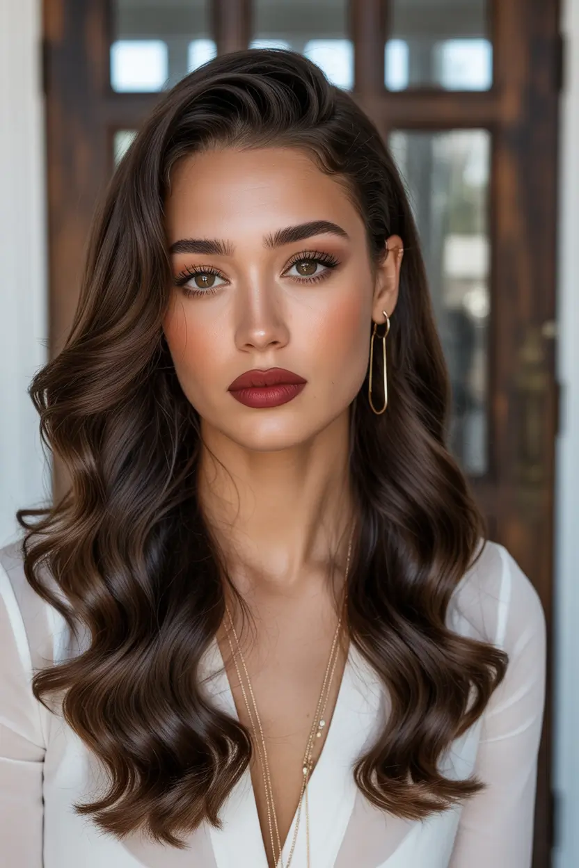 brown hair colors 2026 deep chocolate waves