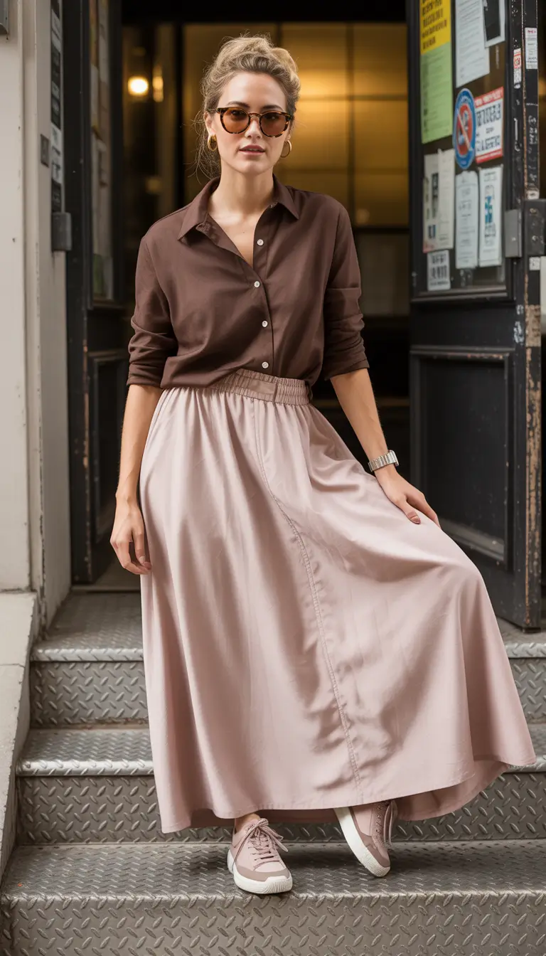 mom outfits Muted Elegance with Movement