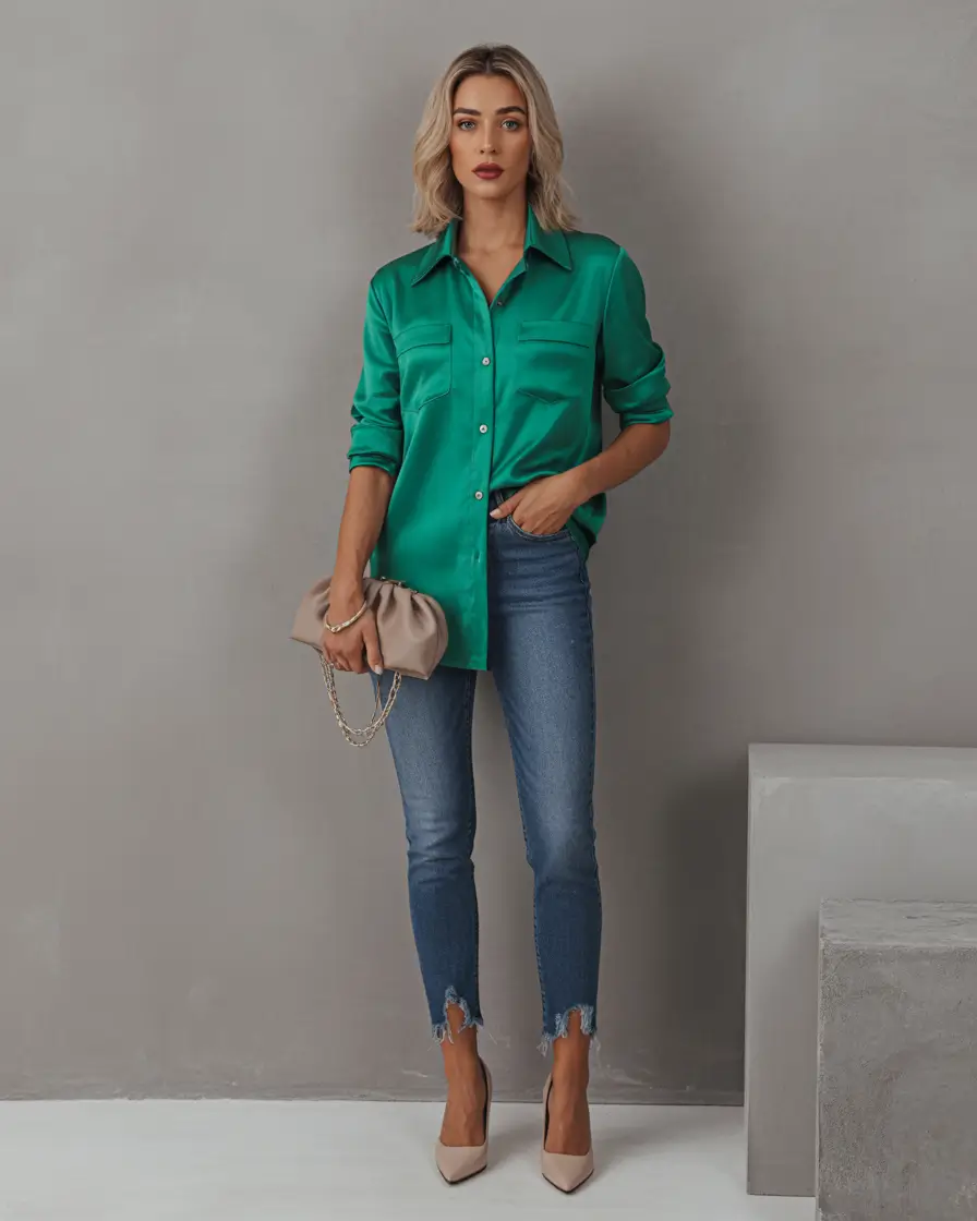 casual outfits for women 2026 Emerald Ease - When Simplicity Feels Luxurious