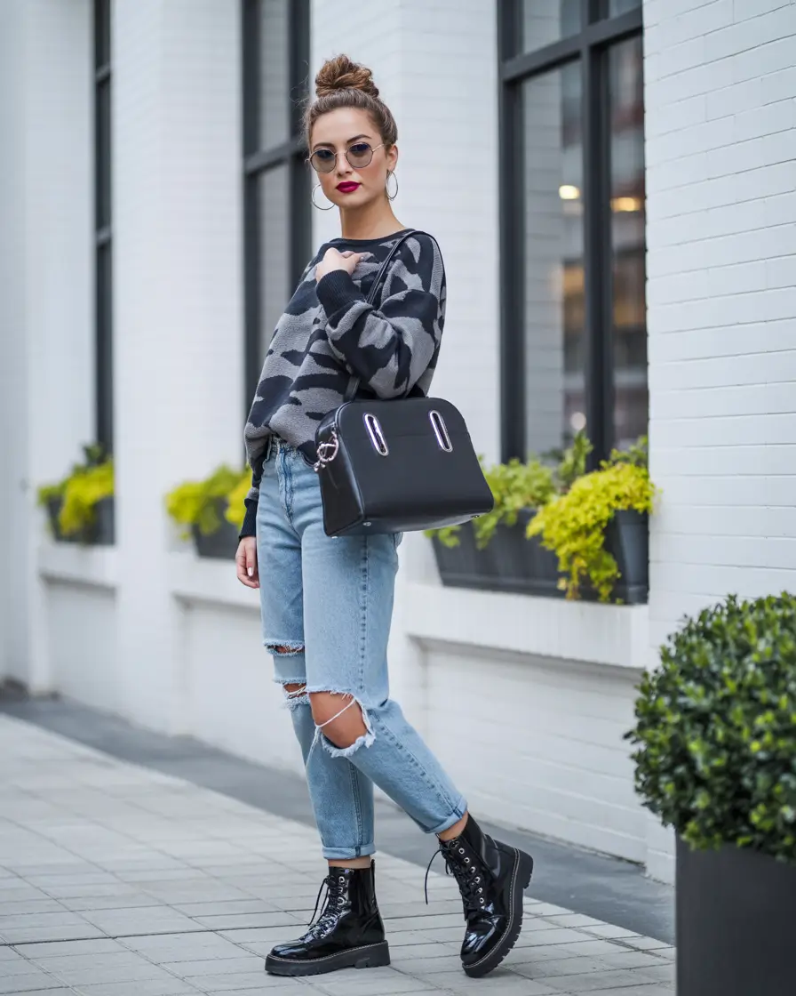 casual outfits for women 2026 Street Sharp - Denim Meets Downtown Edge