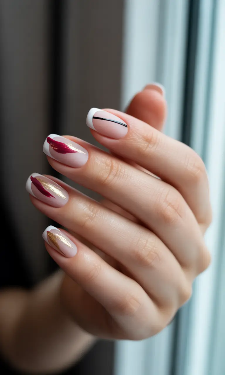 christmas french nails 2025 golden whisper french