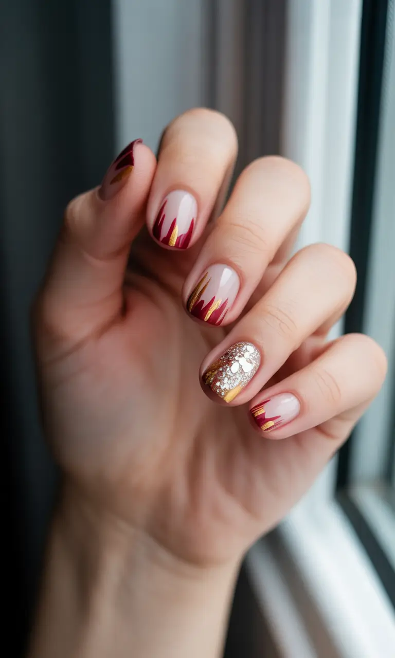 christmas french nails 2025 golden ember french