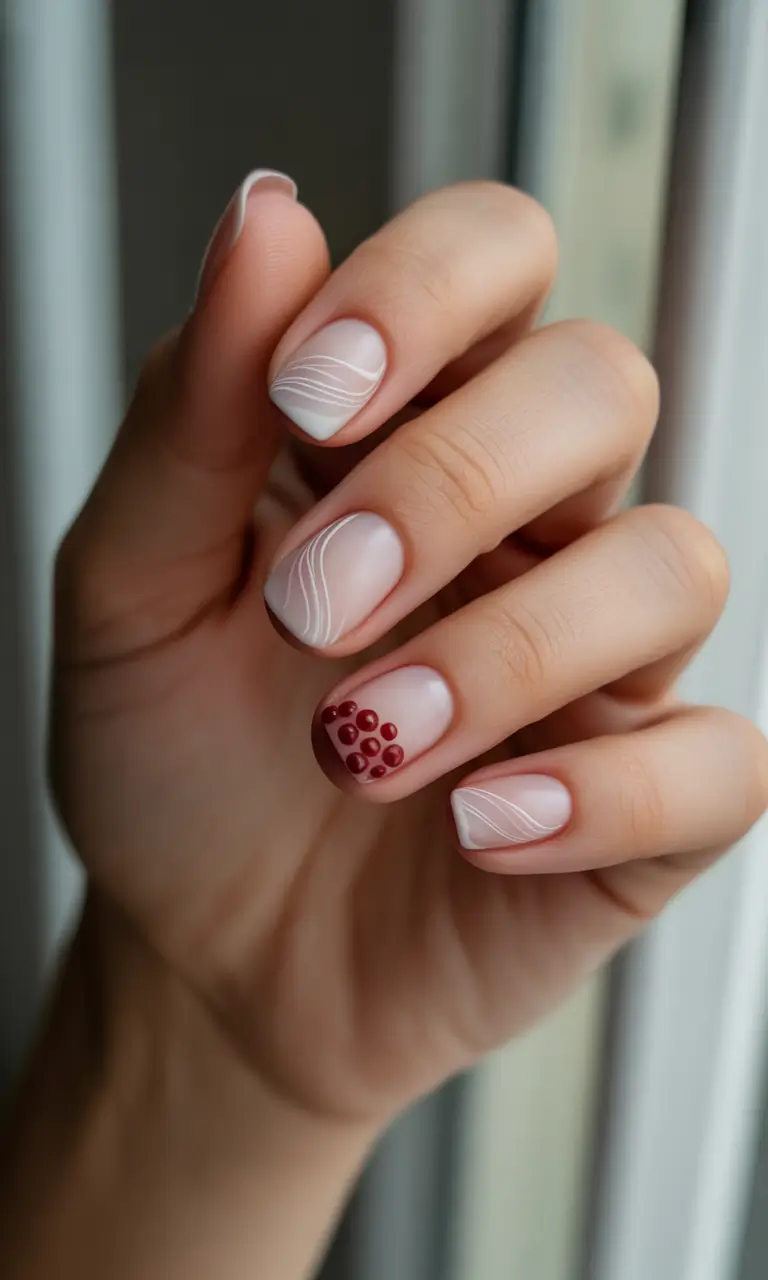 christmas french nails 2025 winter berries french