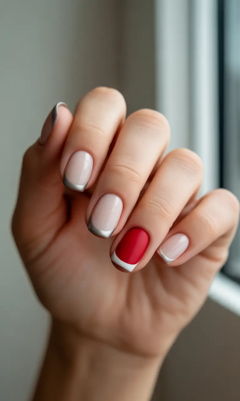 christmas french nails 2025 red velvet edge