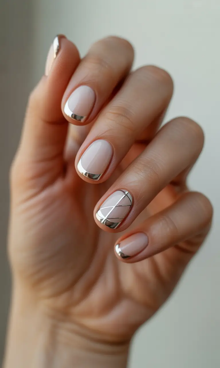 christmas french nails 2025 chrome lace elegance