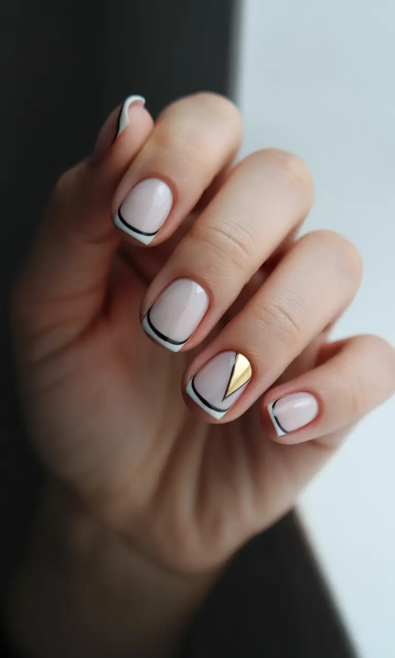 christmas french nails 2025 golden geometry