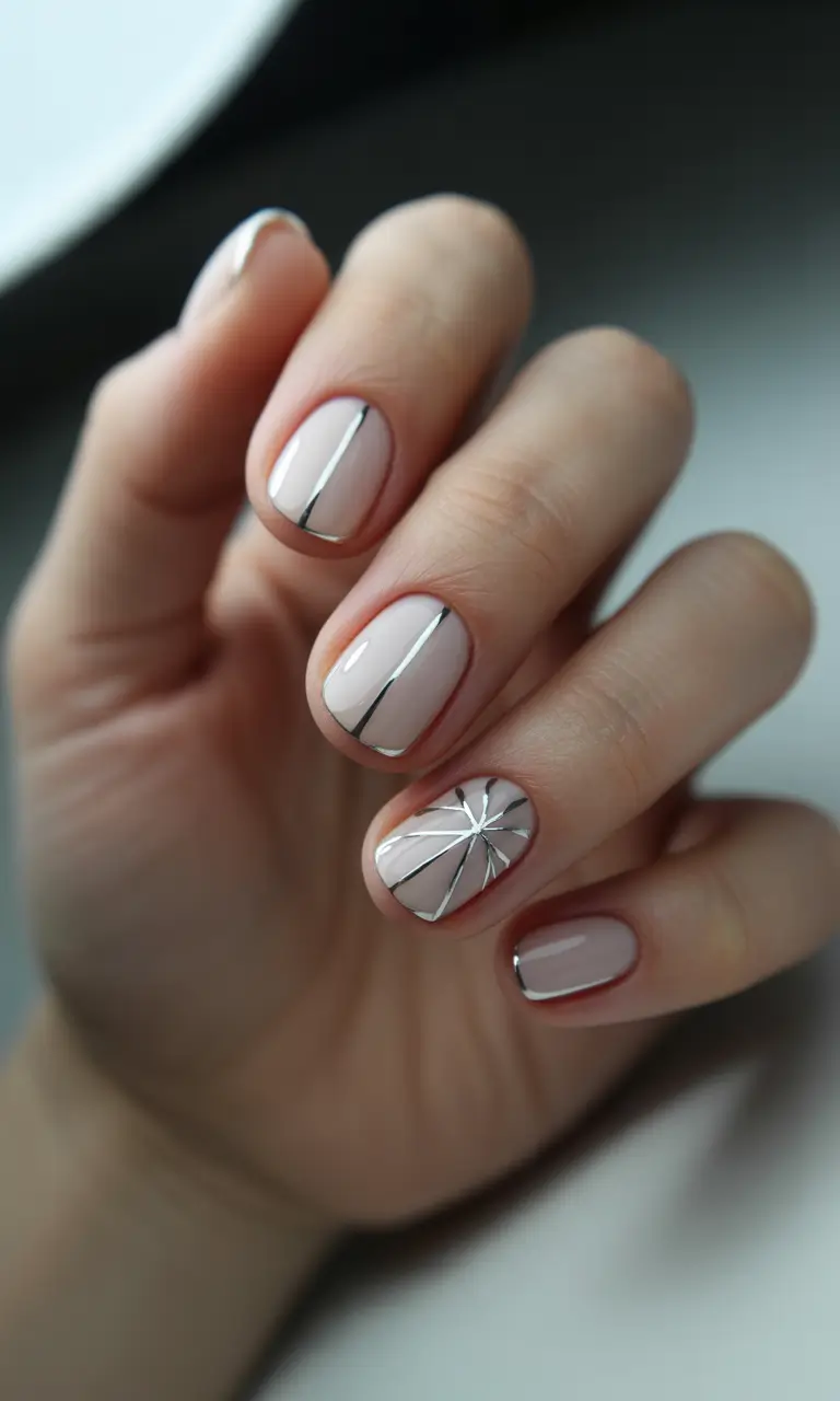 christmas french nails 2025 silver starlight
