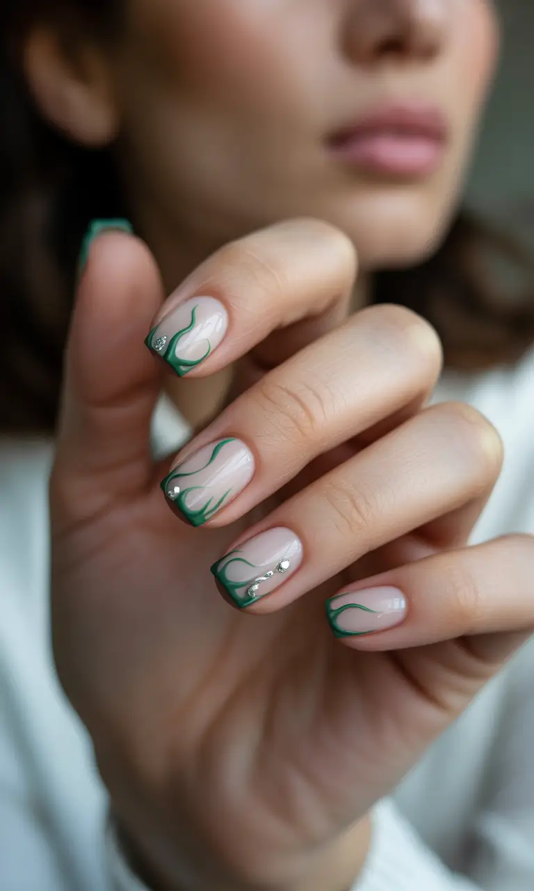 christmas french nails 2025 evergreen chic