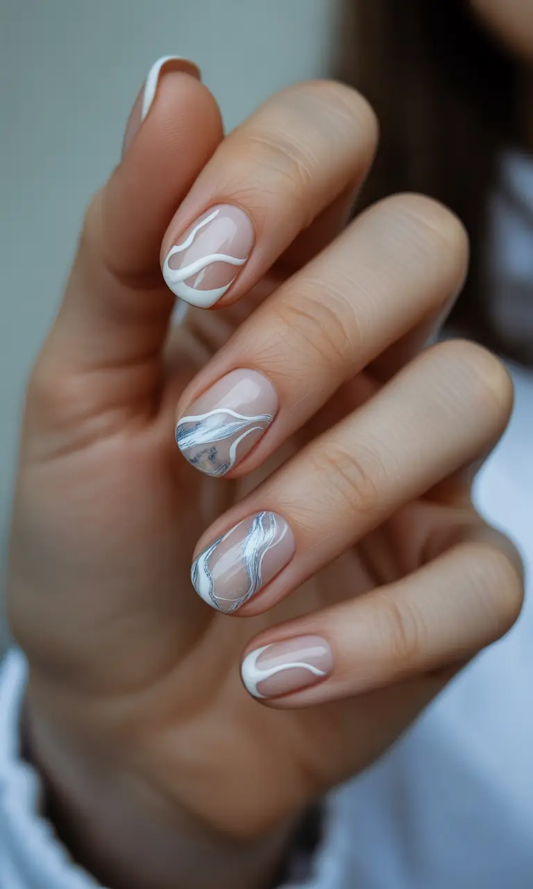 christmas french nails 2025 silver wave dream