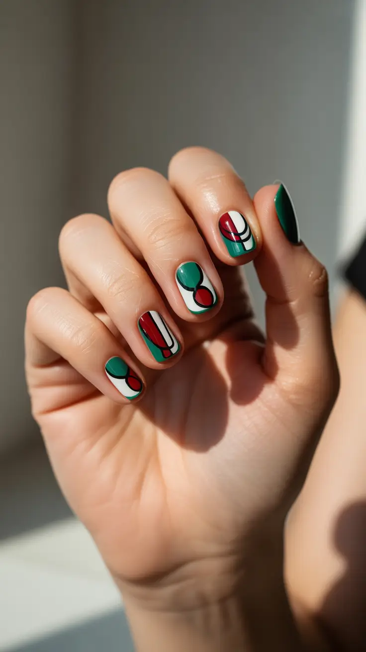 christmas gel nails 2025 modern ornament pop