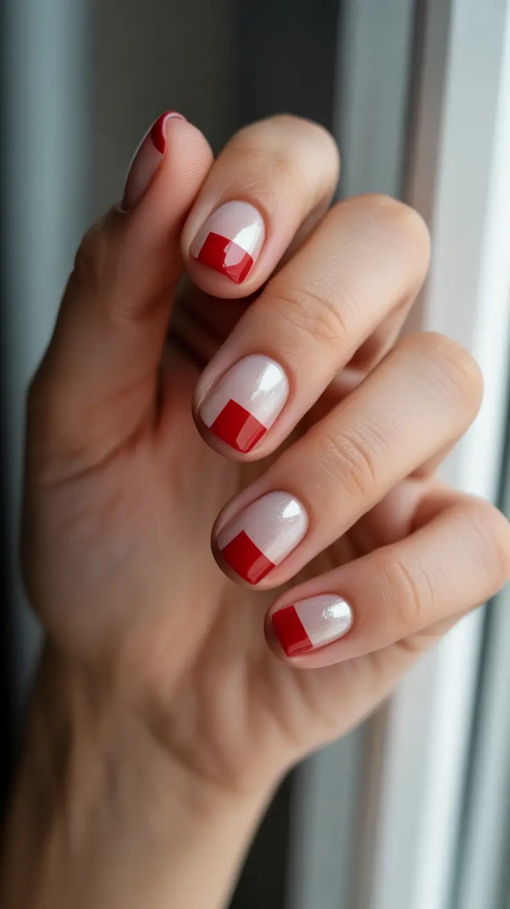 christmas gel nails 2025 minimalist scarlet blocks