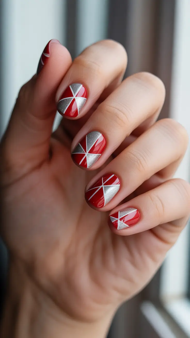 christmas gel nails 2025 candy wrap glam