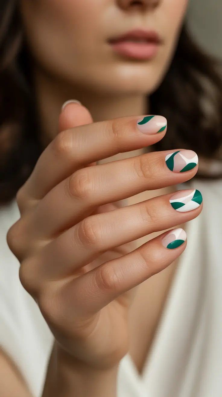 christmas gel nails 2025 whispered green waves