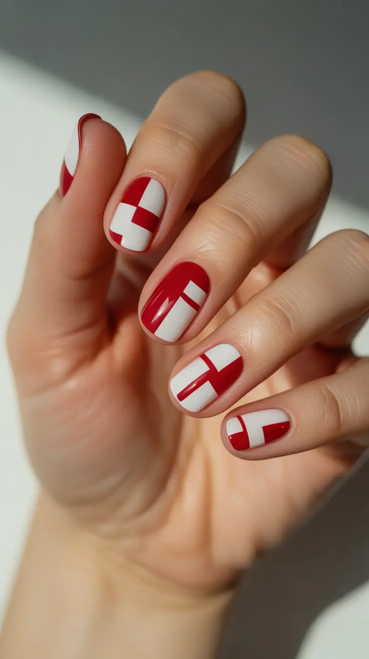 christmas nail design graphic red and white revival
