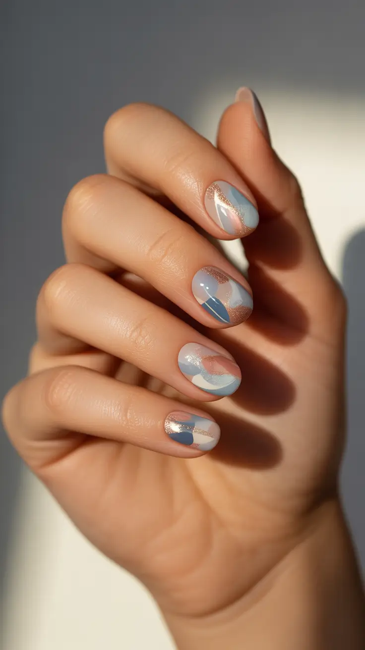 christmas nail design winter pastel mosaic