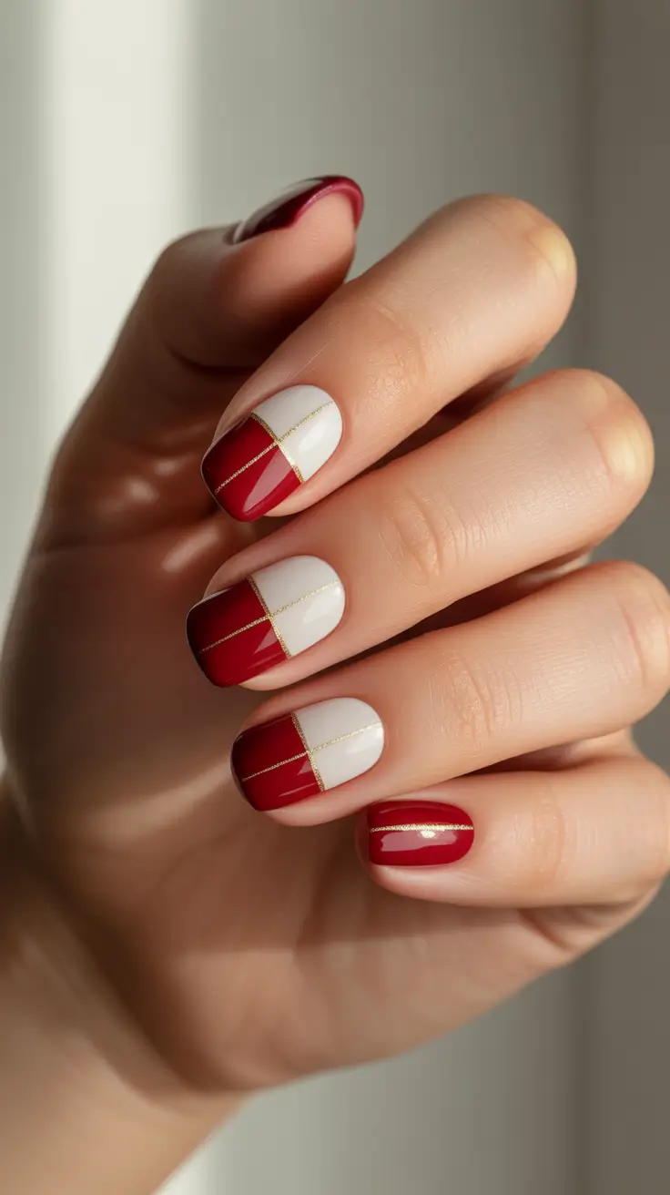 christmas nail design modern scarlet geometry