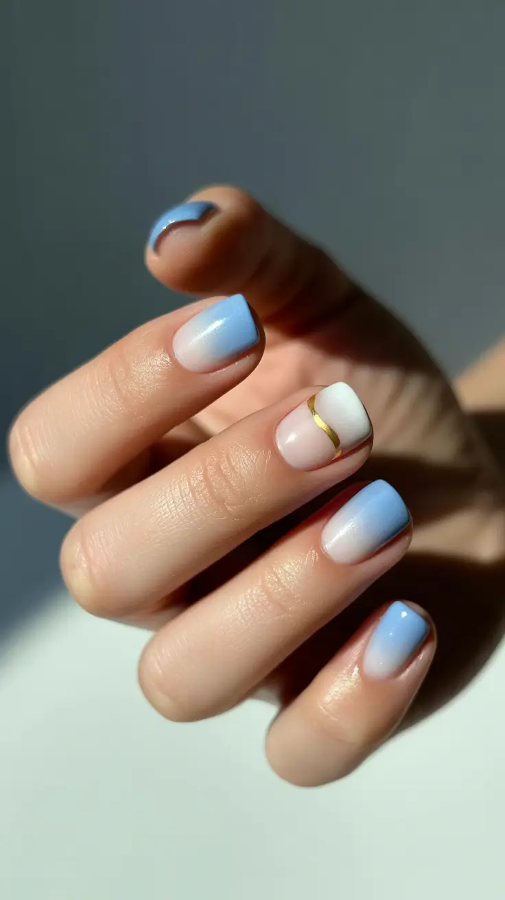 christmas nail design cloudy blue horizon