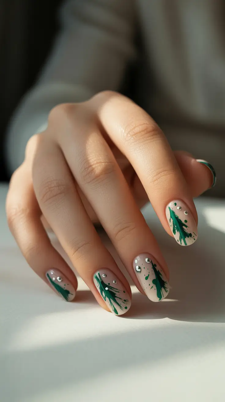christmas tree nails 2025 evergreen spark minimalist design