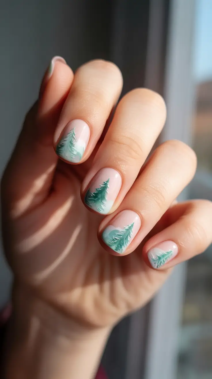 christmas tree nails 2025 soft winter pines