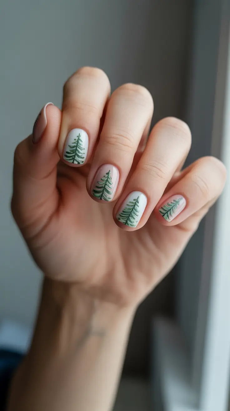 christmas tree nails 2025 classic fir elegance