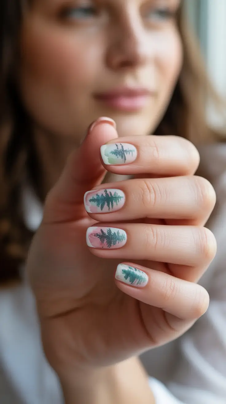 christmas tree nails 2025 frosted forest dream