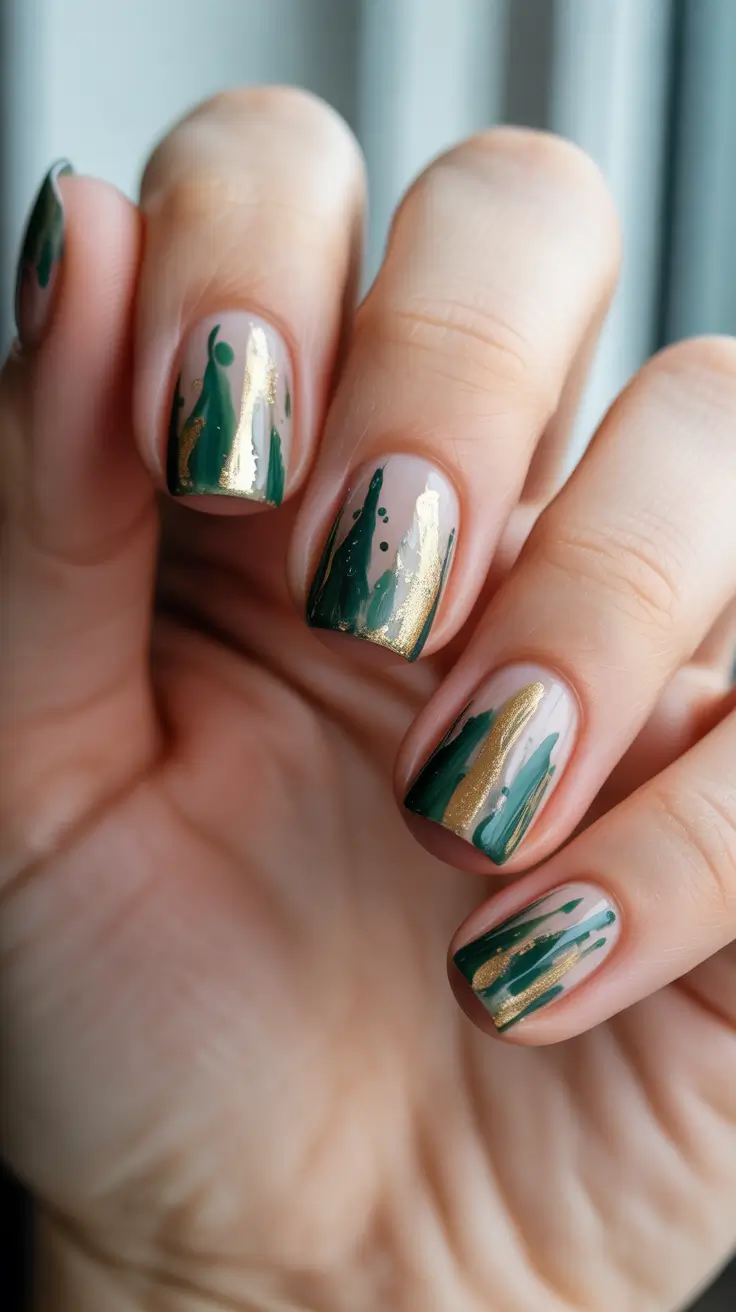 christmas tree nails 2025 golden forest flow
