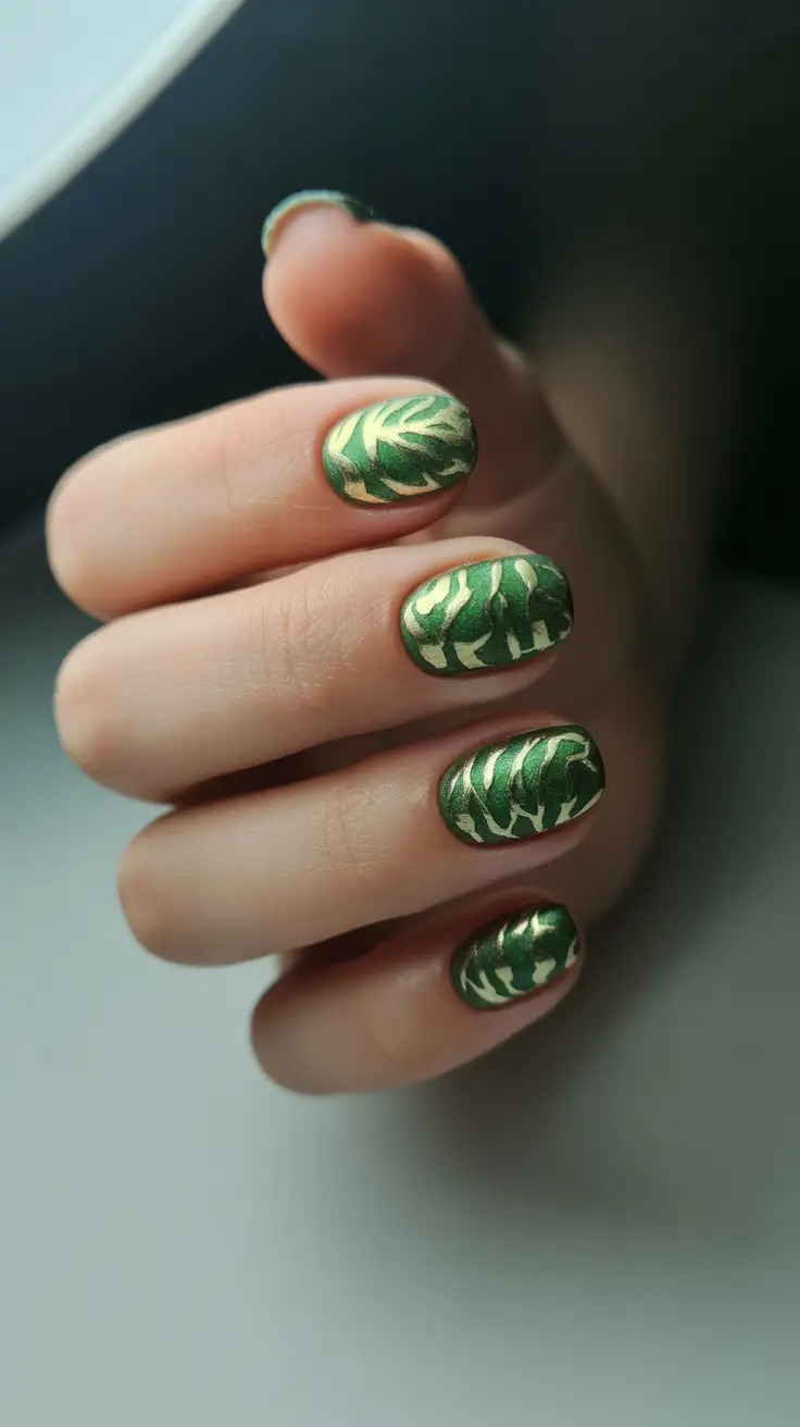 christmas tree nails 2025 emerald glam with golden glow