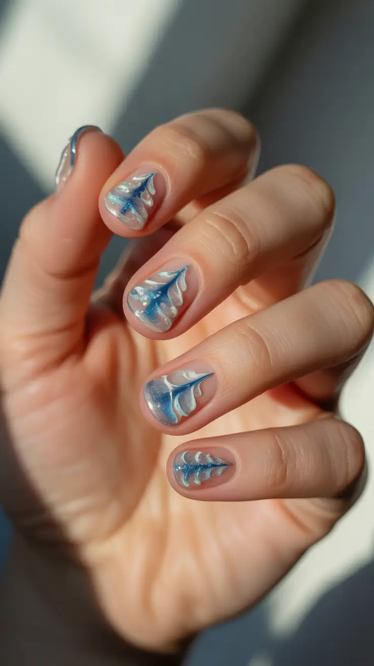 christmas tree nails 2025 winter shimmer glow