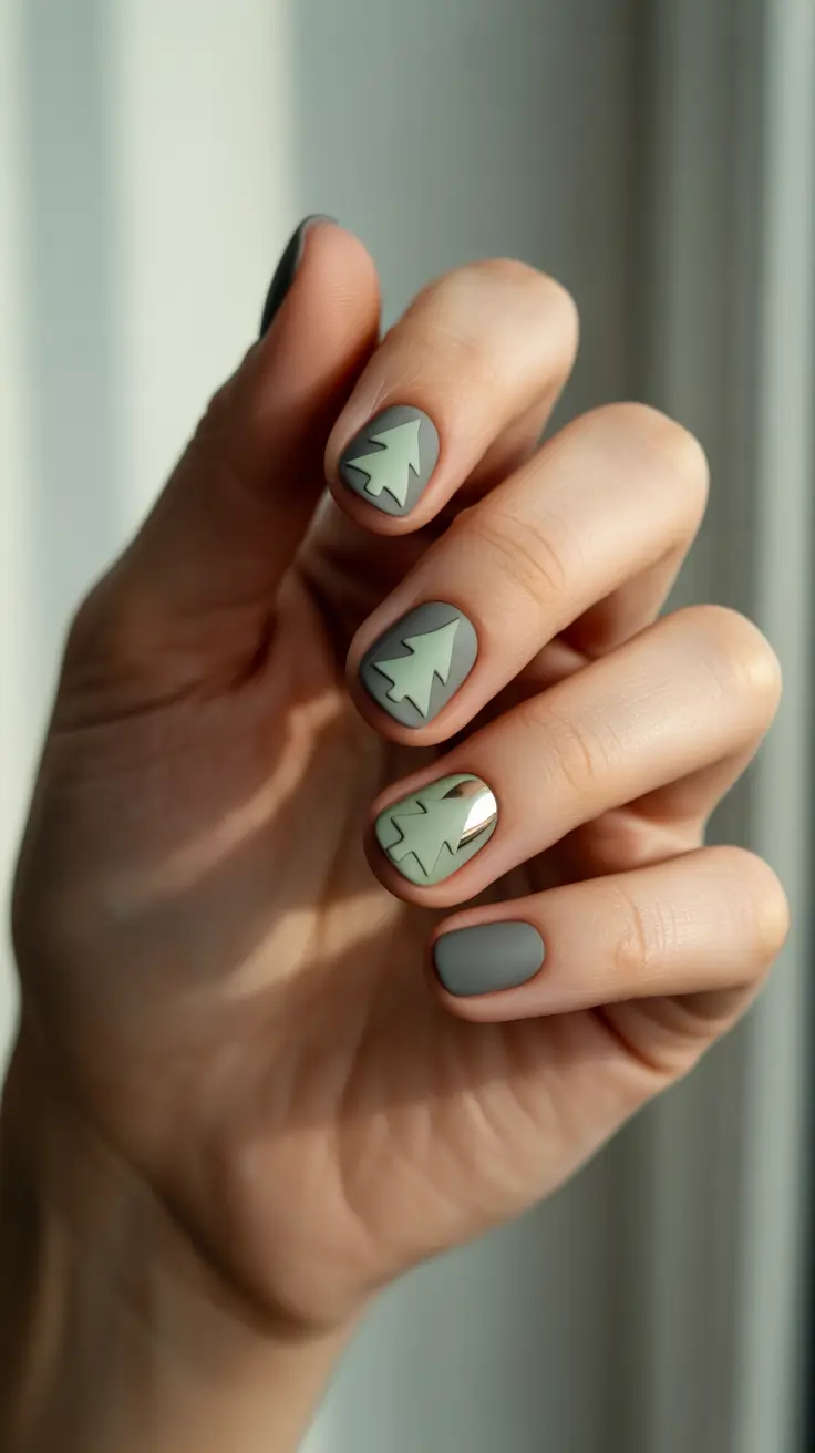 christmas tree nails 2025 modern matte forest