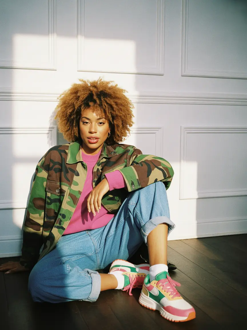 comfy outfits Camo Cool With Pops of Color and Retro Ease