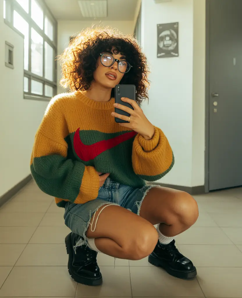 comfy outfits Oversized Knit Comfort With Retro Weekend Vibes