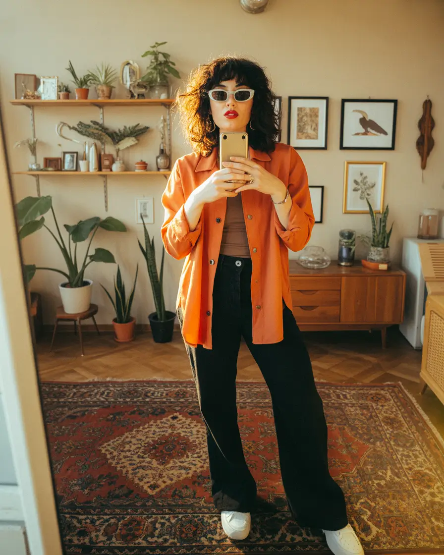 comfy outfits Retro Sunset Tones With Everyday Comfort