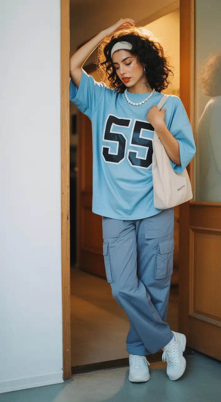 cute y2k outfits 2026 Sporty Baby Blue Nostalgia