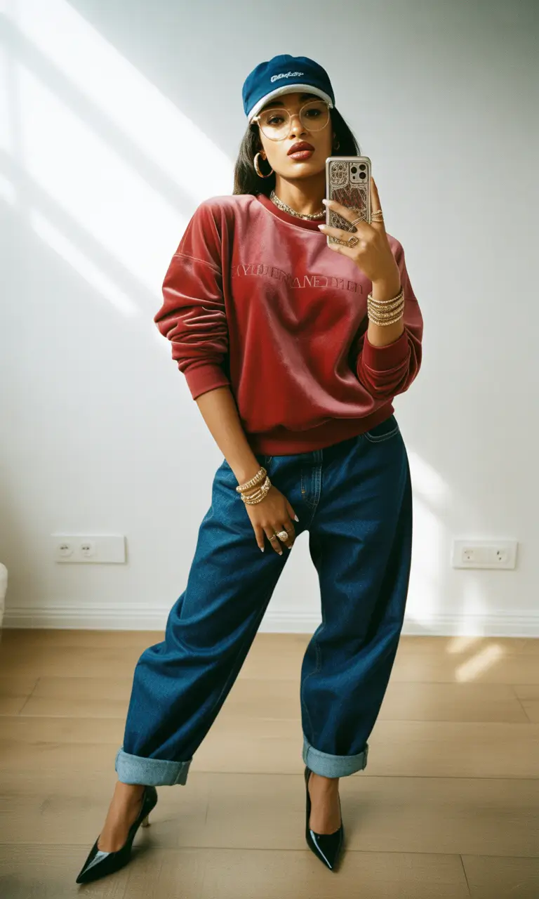 cute y2k outfits 2026 Sporty Edgy Chic With Polished Denim