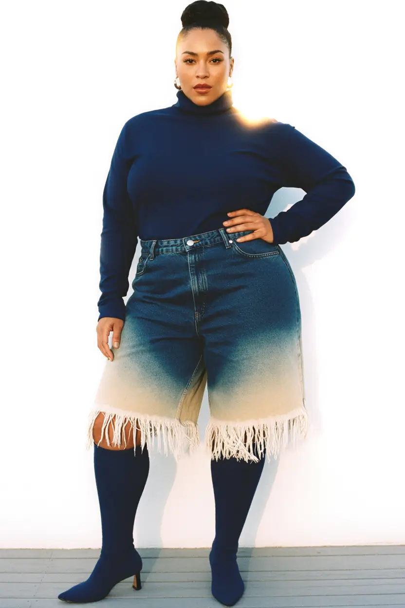 cute y2k outfits 2026 Bold Feminine Denim With Gradient Drama