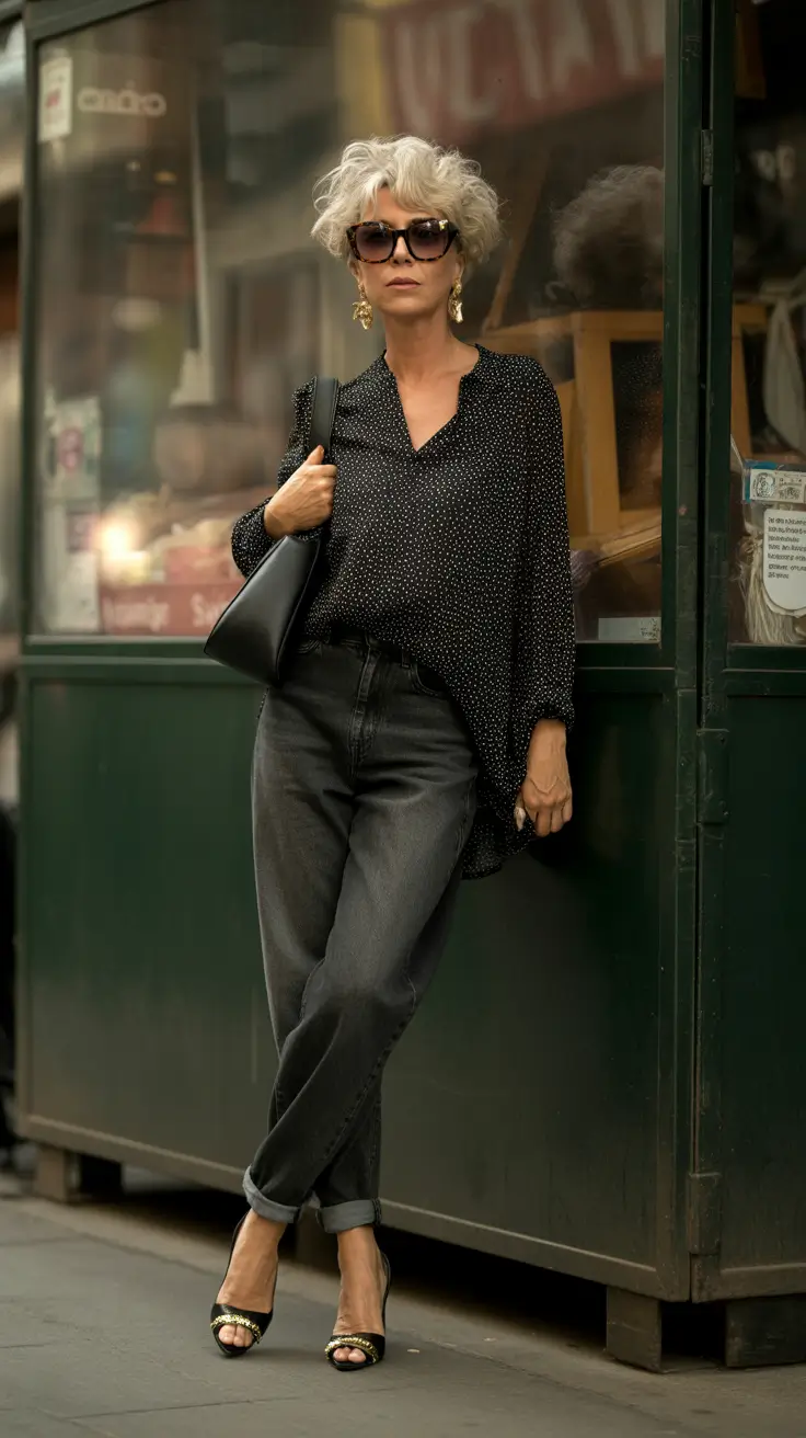 Outfits for Women Over 50 Effortless Evening Chic with Soft Vintage Denim