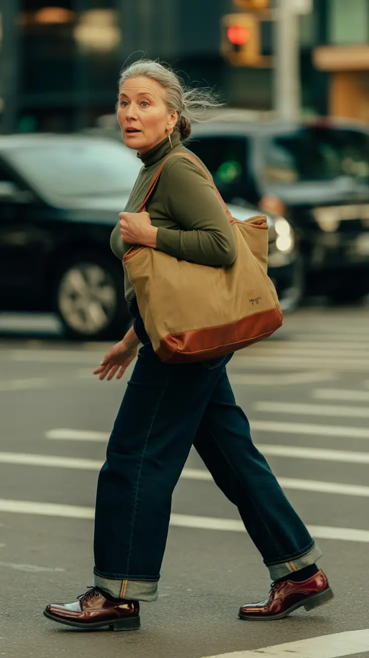 Outfits for Women Over 50 Casual City Layers with Warm Earthy Tones